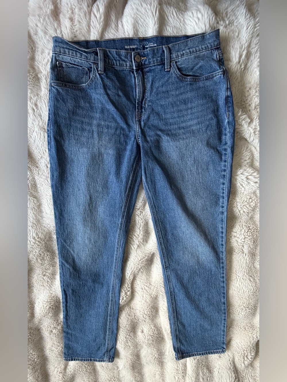 Old Navy Wow Boyfriend Jeans Size 12 Mid Rise Medium Wash Relaxed Denim